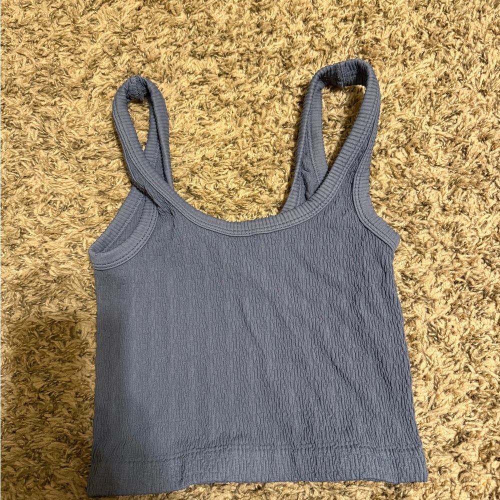 Blue Ribbed Tank Top